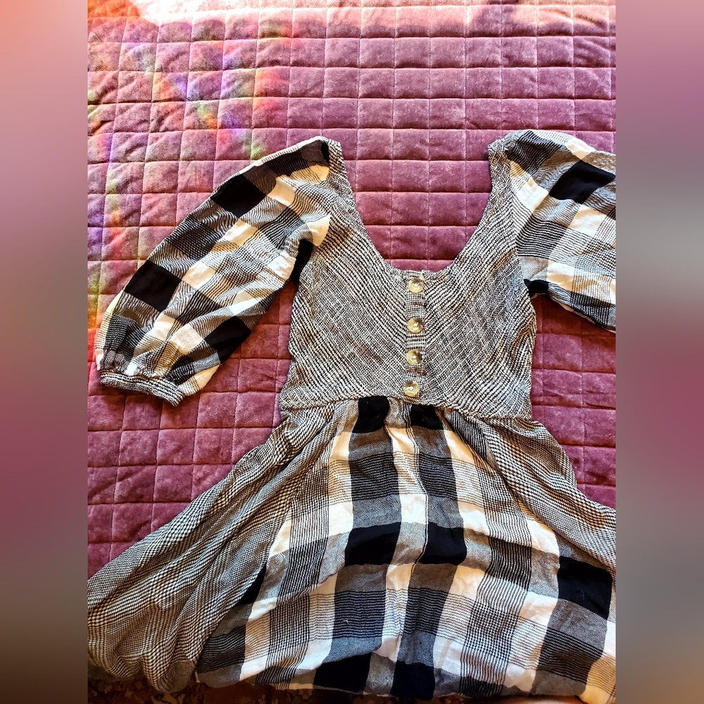 Free People Old Friends Gingham & Checkered Dress. Nwot
